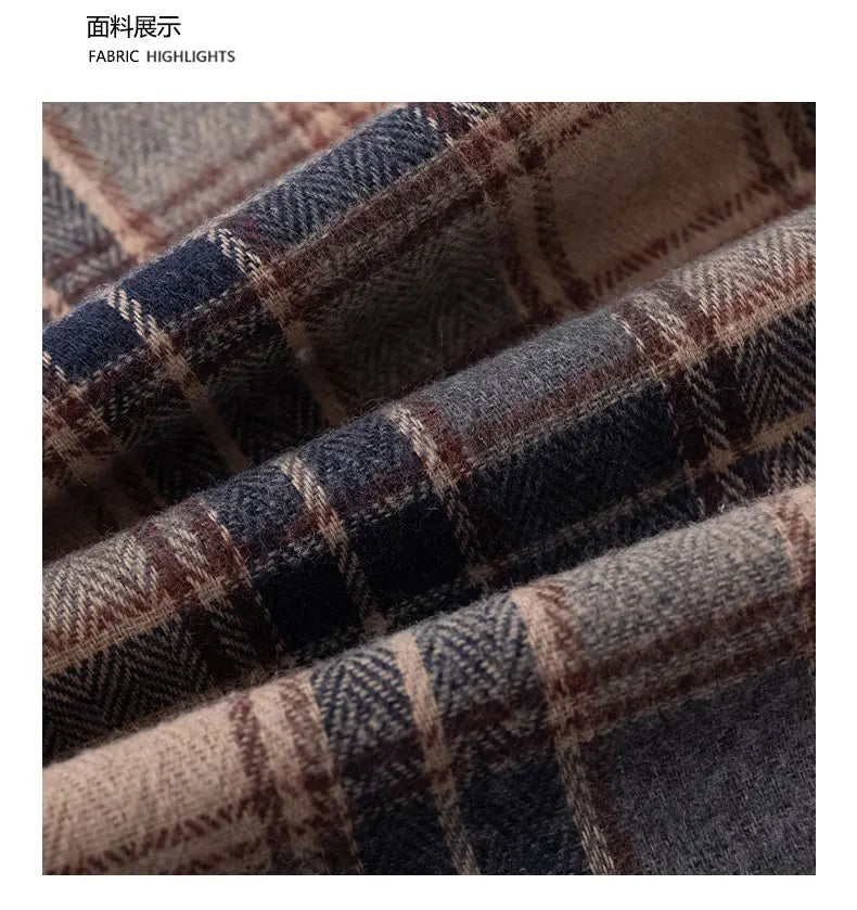 Mens Oversized Autumn Plaid Flannel Long Sleeve