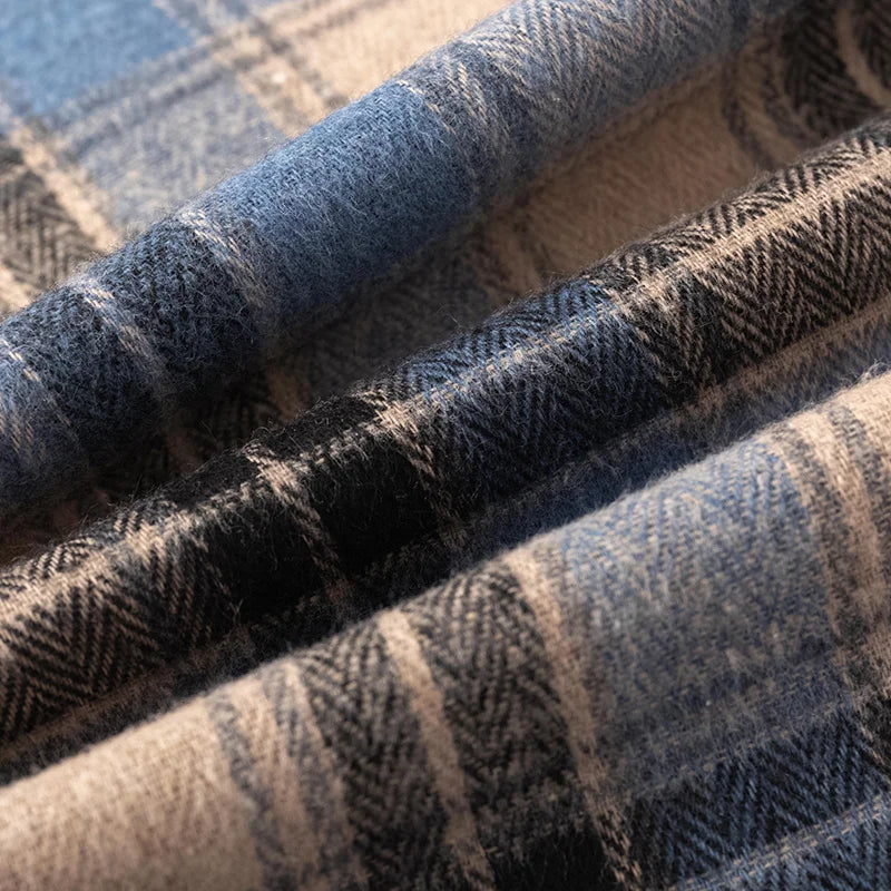 Mens Oversized Autumn Plaid Flannel Long Sleeve