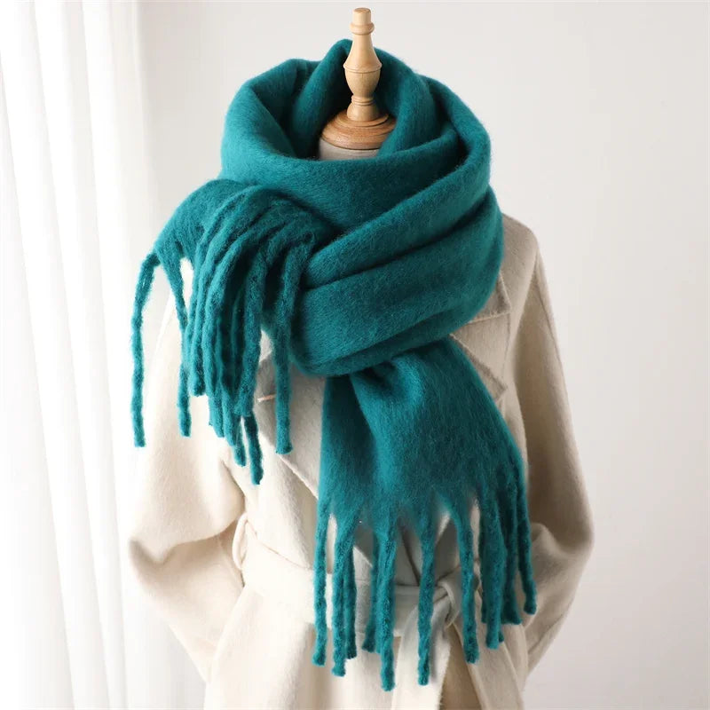 Warm Cashmere Big Tassel Scarf