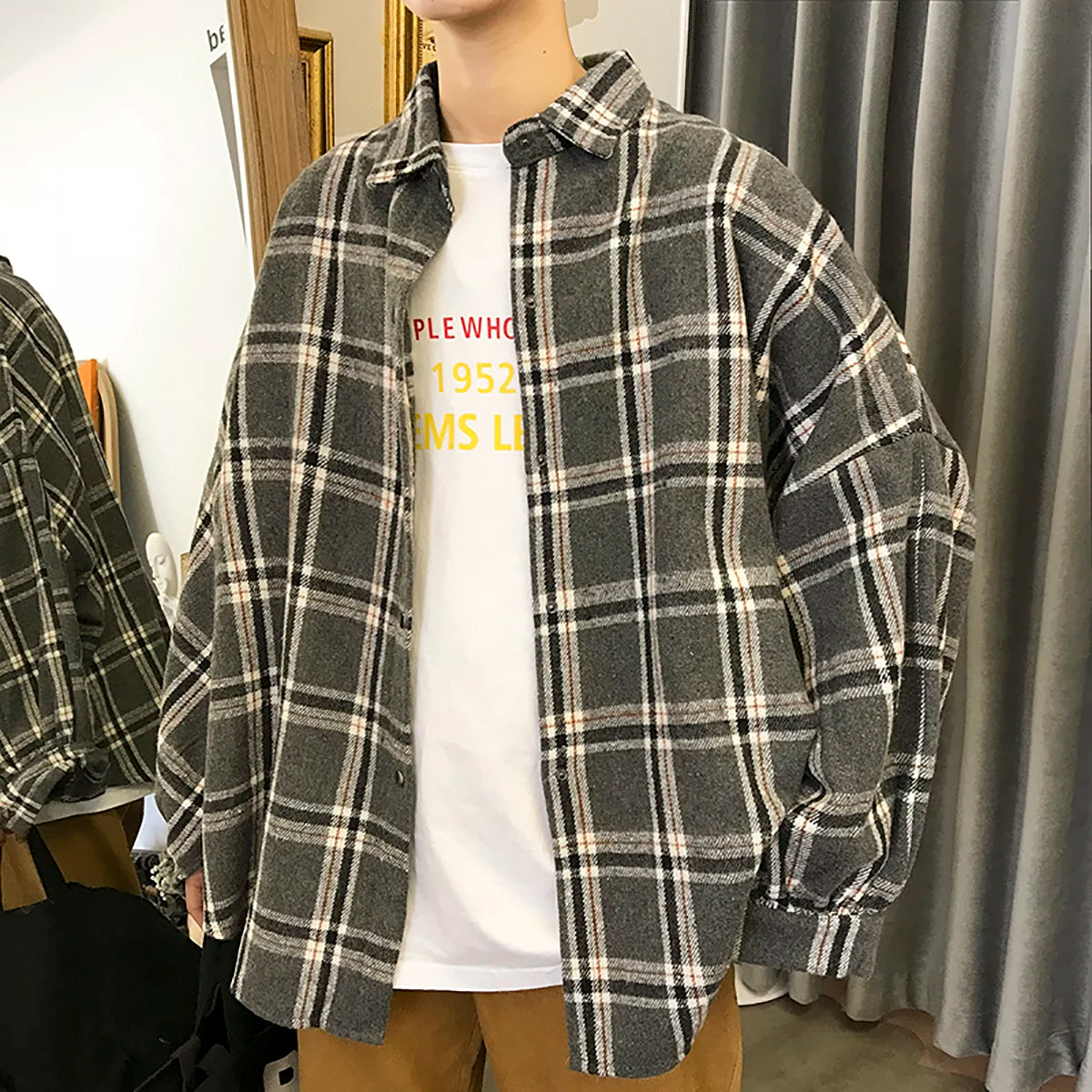 Plaid Fall Mens Vintage Flannel Shirt