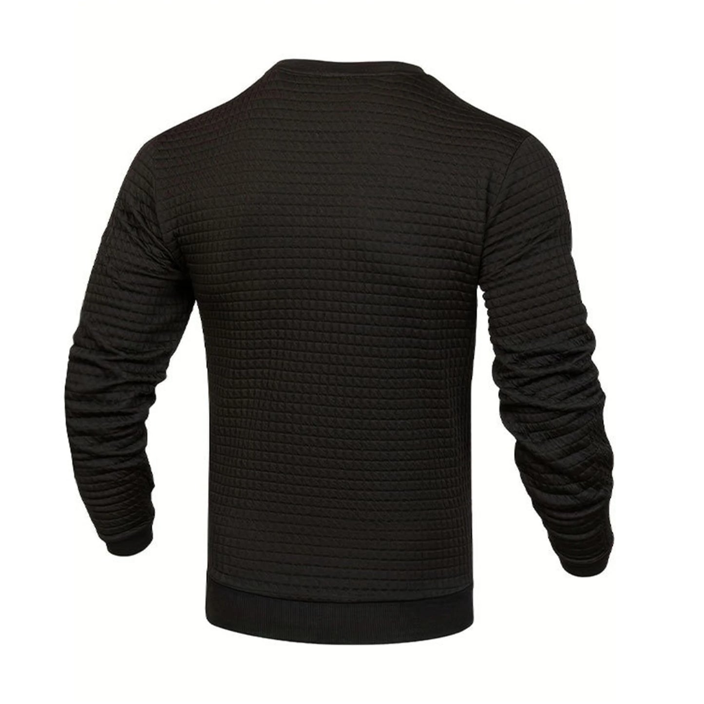 Waffle texture round neck jacquard check sweater