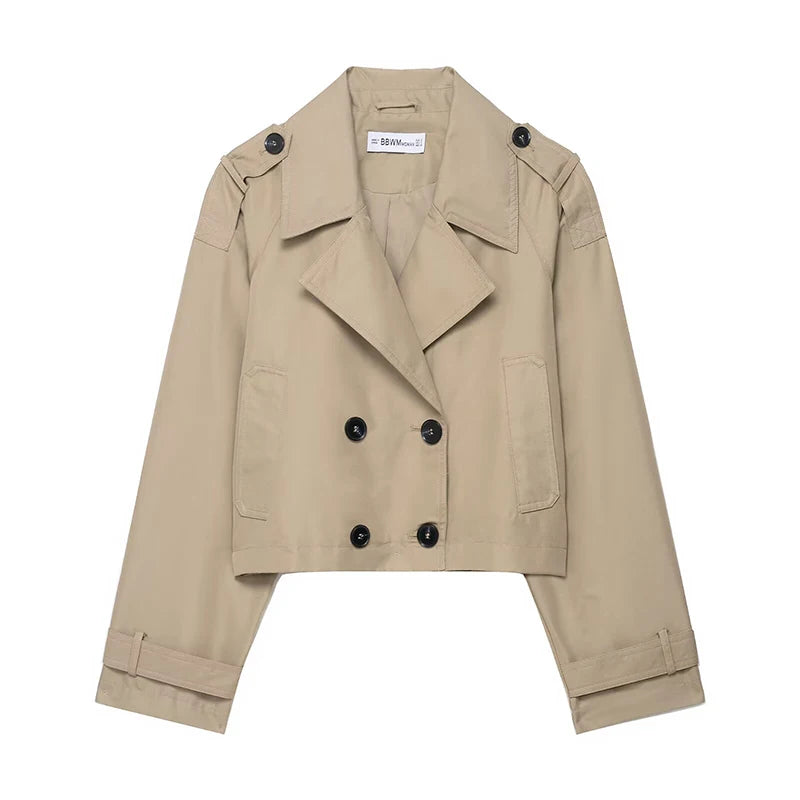 Double Breasted Short Trench Coat