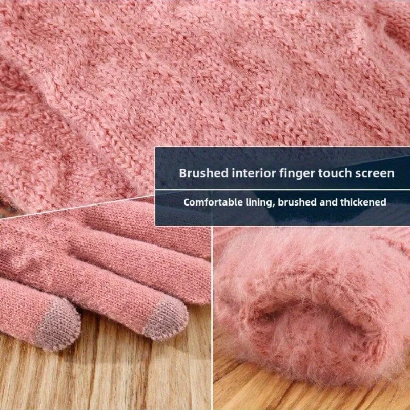 Plush Knitted Womens Gloves