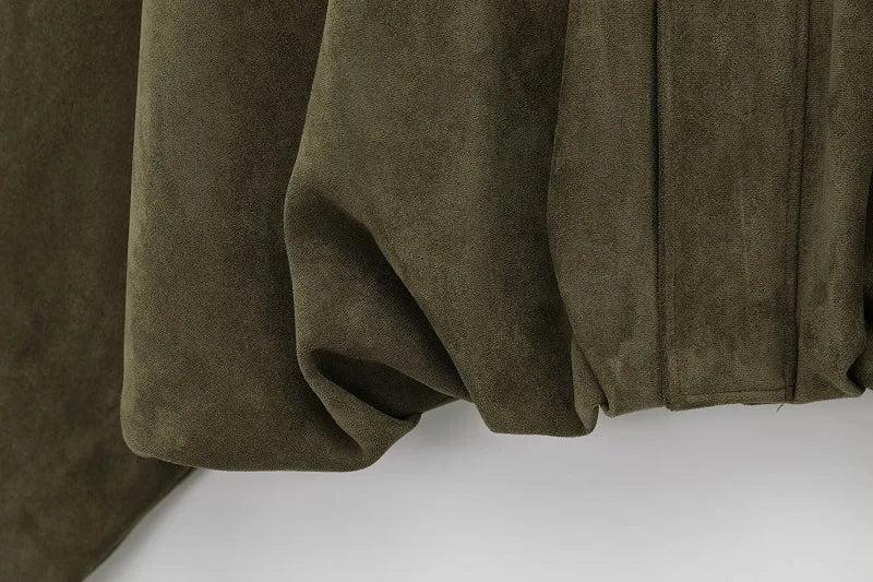 Oversized Suede Bomber Jacket
