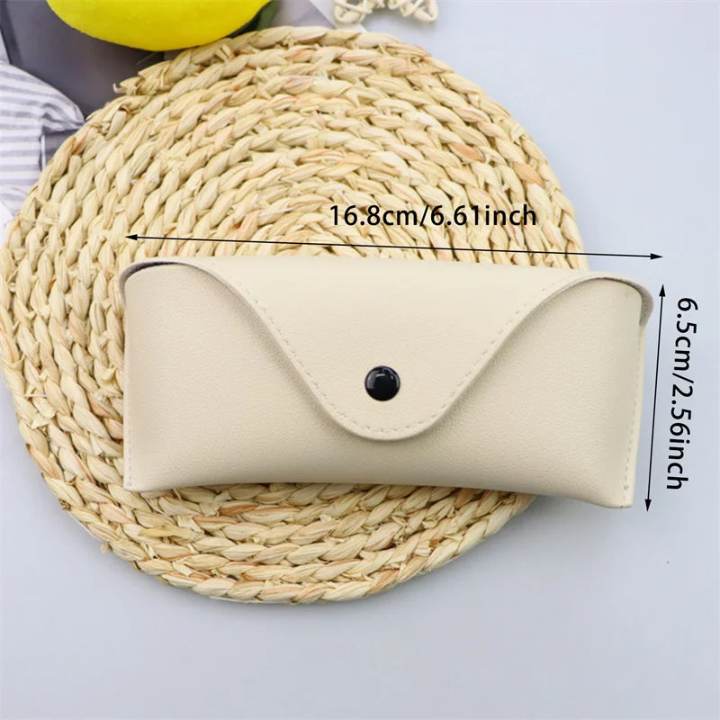 Durable Leather Eye Glasses Sunglasses Hard Case Solid Color Pouch Bag