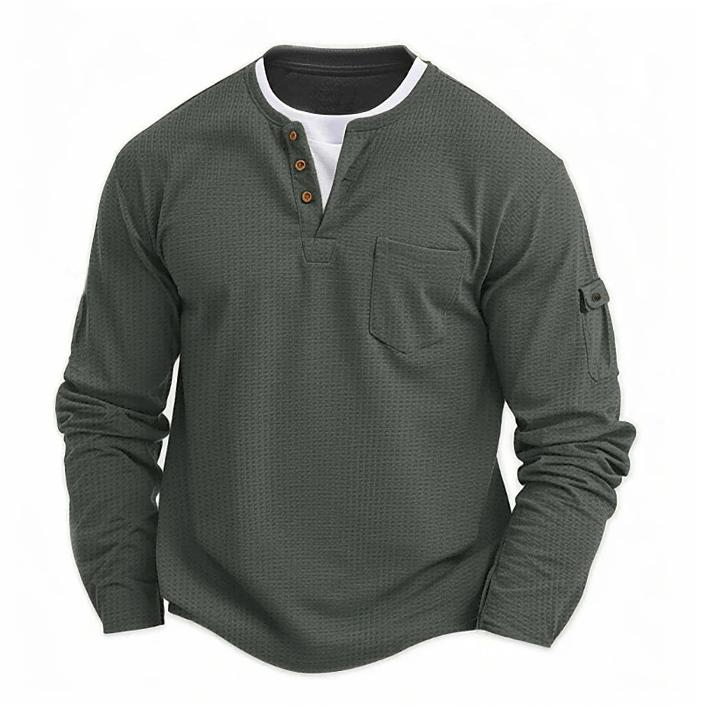 Mens Waffle Cotton Henley neck Shirt