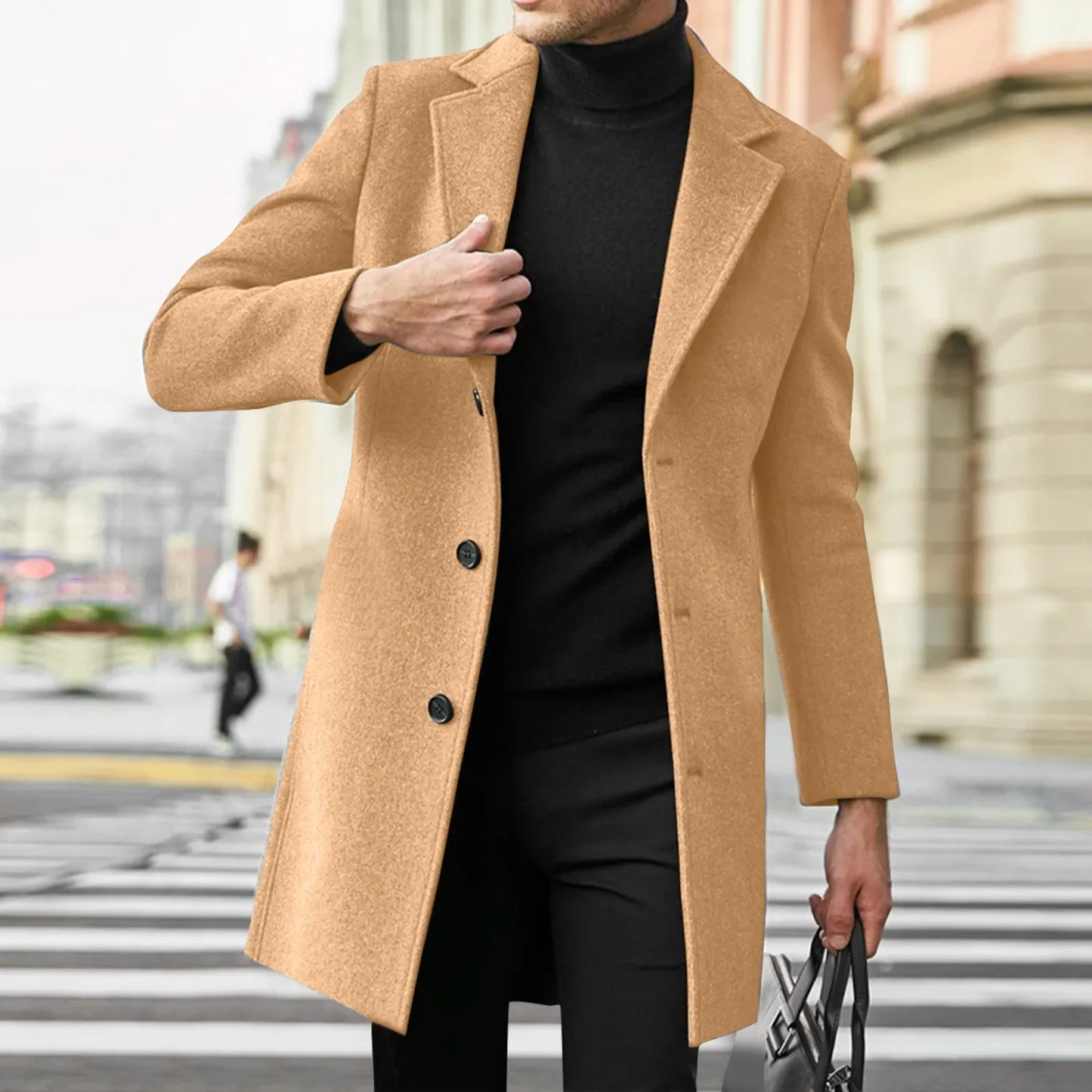Fashionable Wool Mens Trench Coat