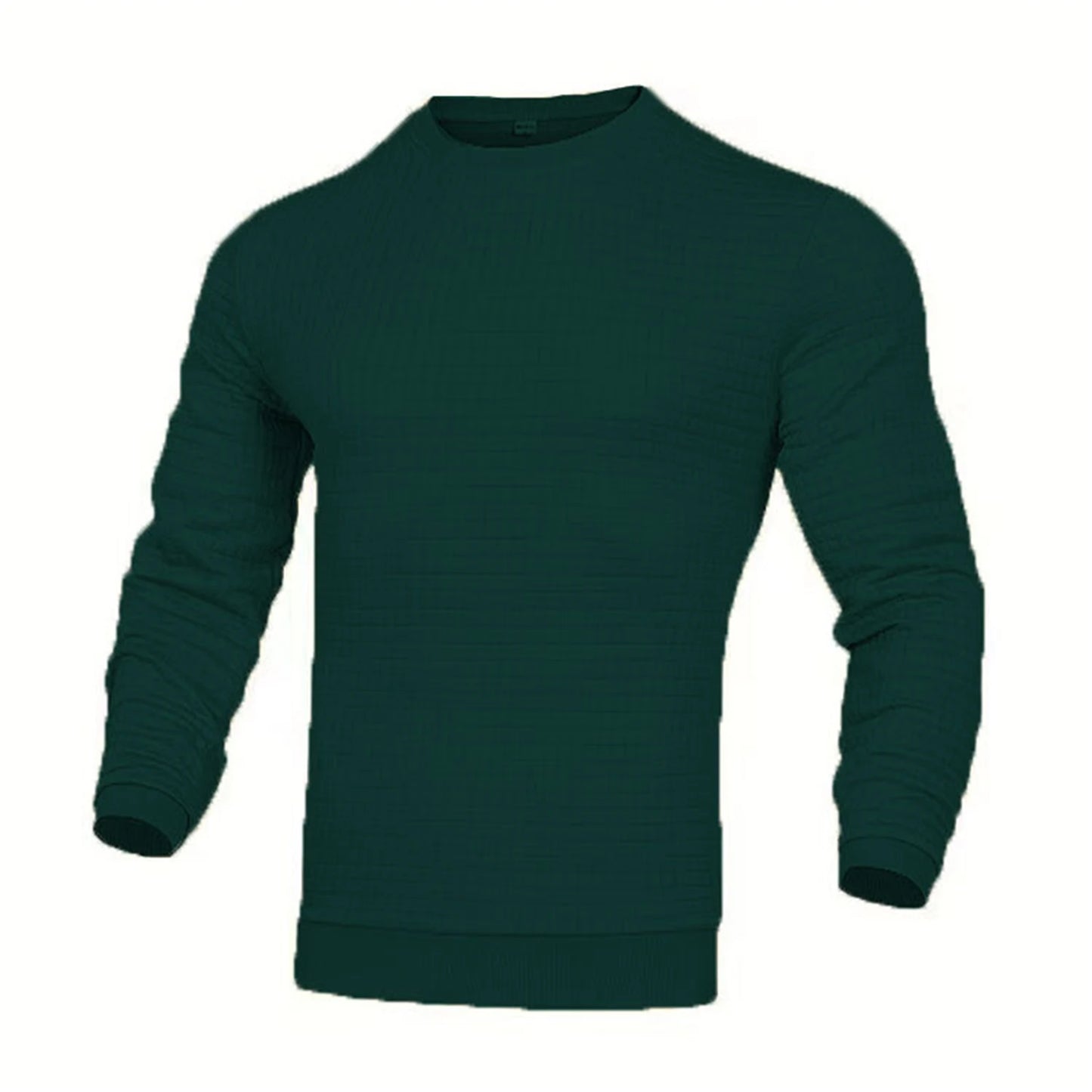 Waffle texture round neck jacquard check sweater