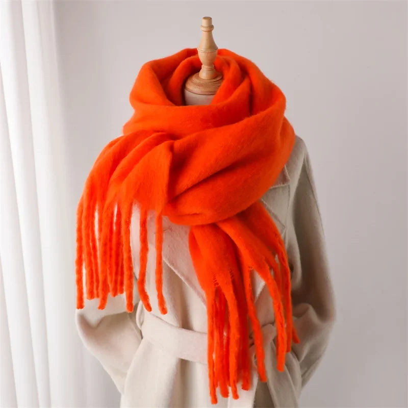 Warm Cashmere Big Tassel Scarf