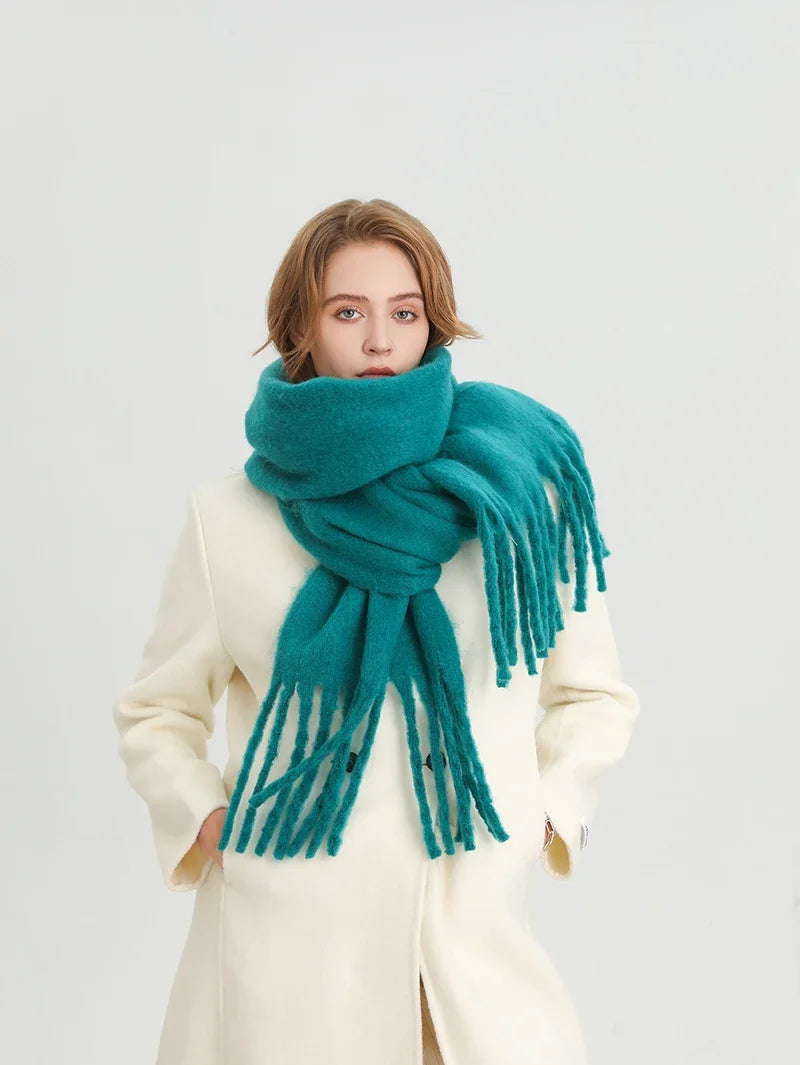 Warm Cashmere Big Tassel Scarf