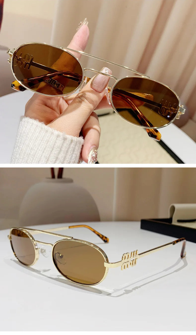 Trendy Double Beam Retro Designer SunGlasses