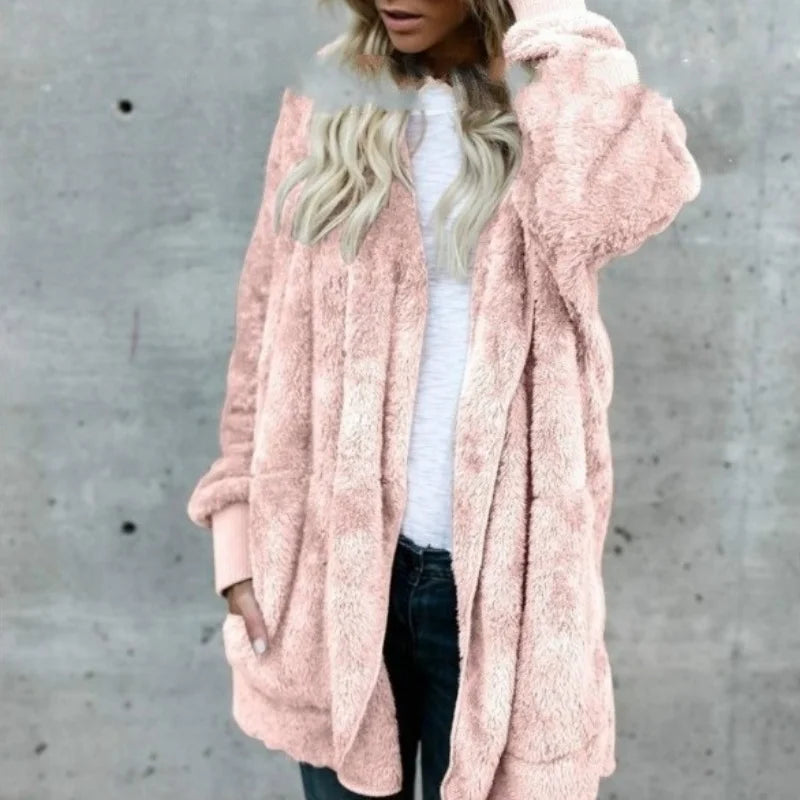 Double-Faced Faux Fur Hooded Overcoat