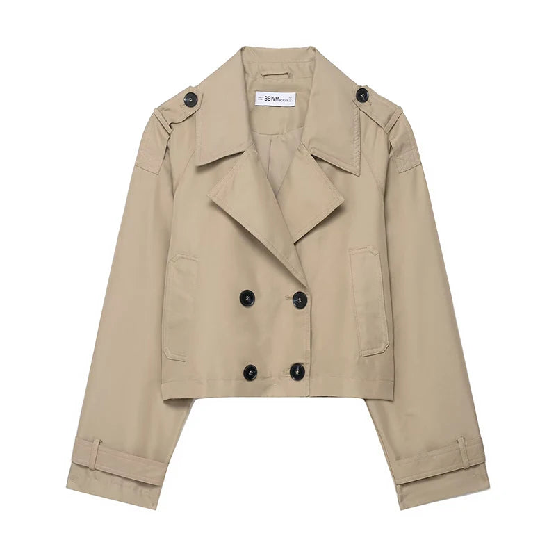 Double Breasted Short Trench Coat
