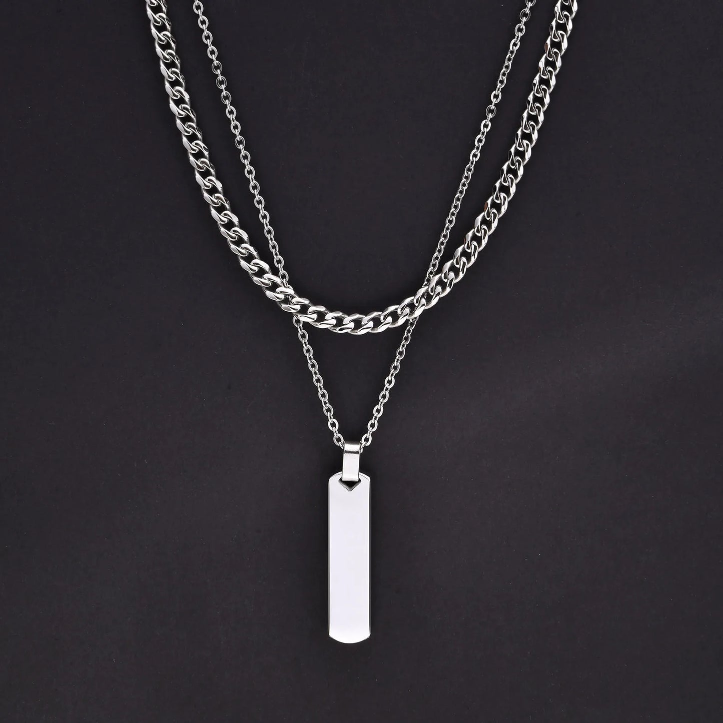 Bar Necklace Stainless Steel Twisted Rope Chain