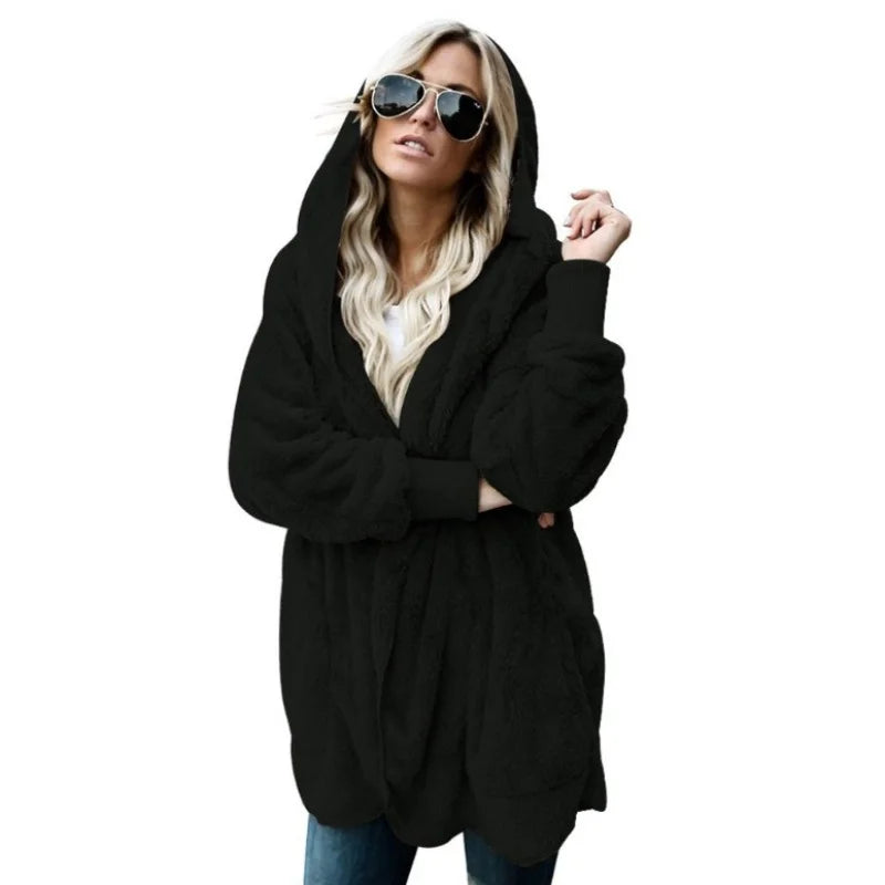 Double-Faced Faux Fur Hooded Overcoat