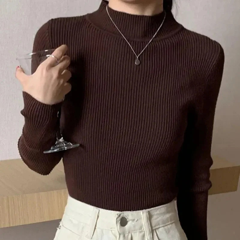 Autumn Vintage Turtleneck Knitted Sweater