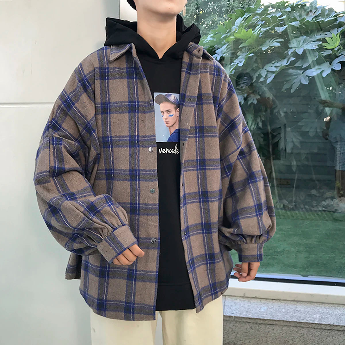 Plaid Fall Mens Vintage Flannel Shirt