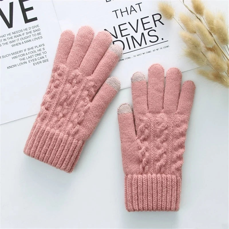 Plush Knitted Womens Gloves