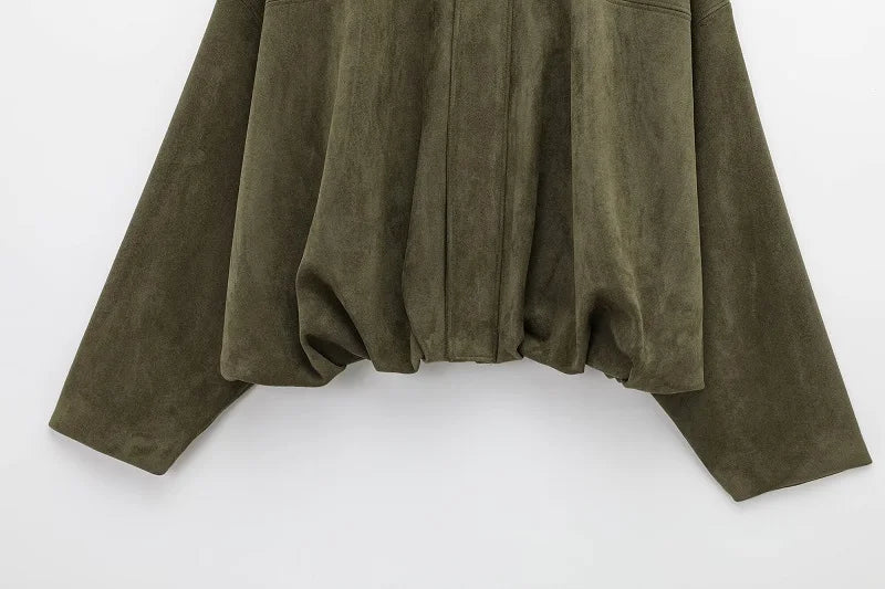 Oversized Suede Bomber Jacket