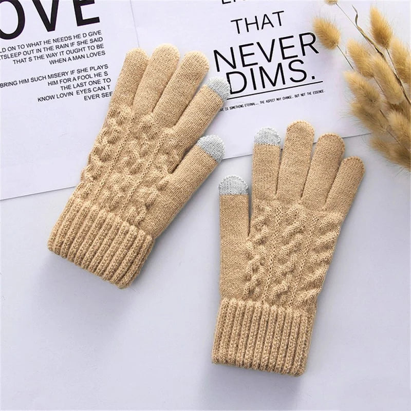 Plush Knitted Womens Gloves