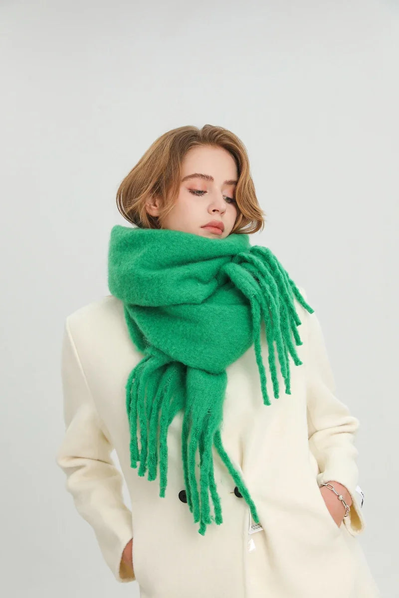 Warm Cashmere Big Tassel Scarf