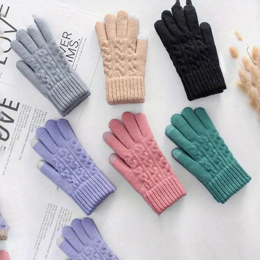 Plush Knitted Womens Gloves