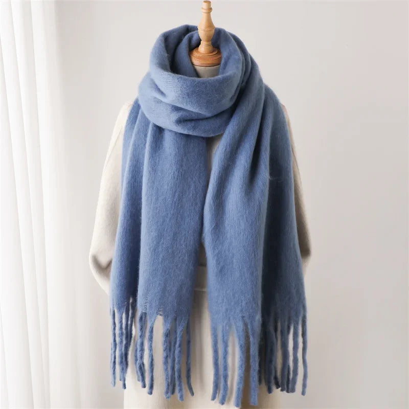 Warm Cashmere Big Tassel Scarf