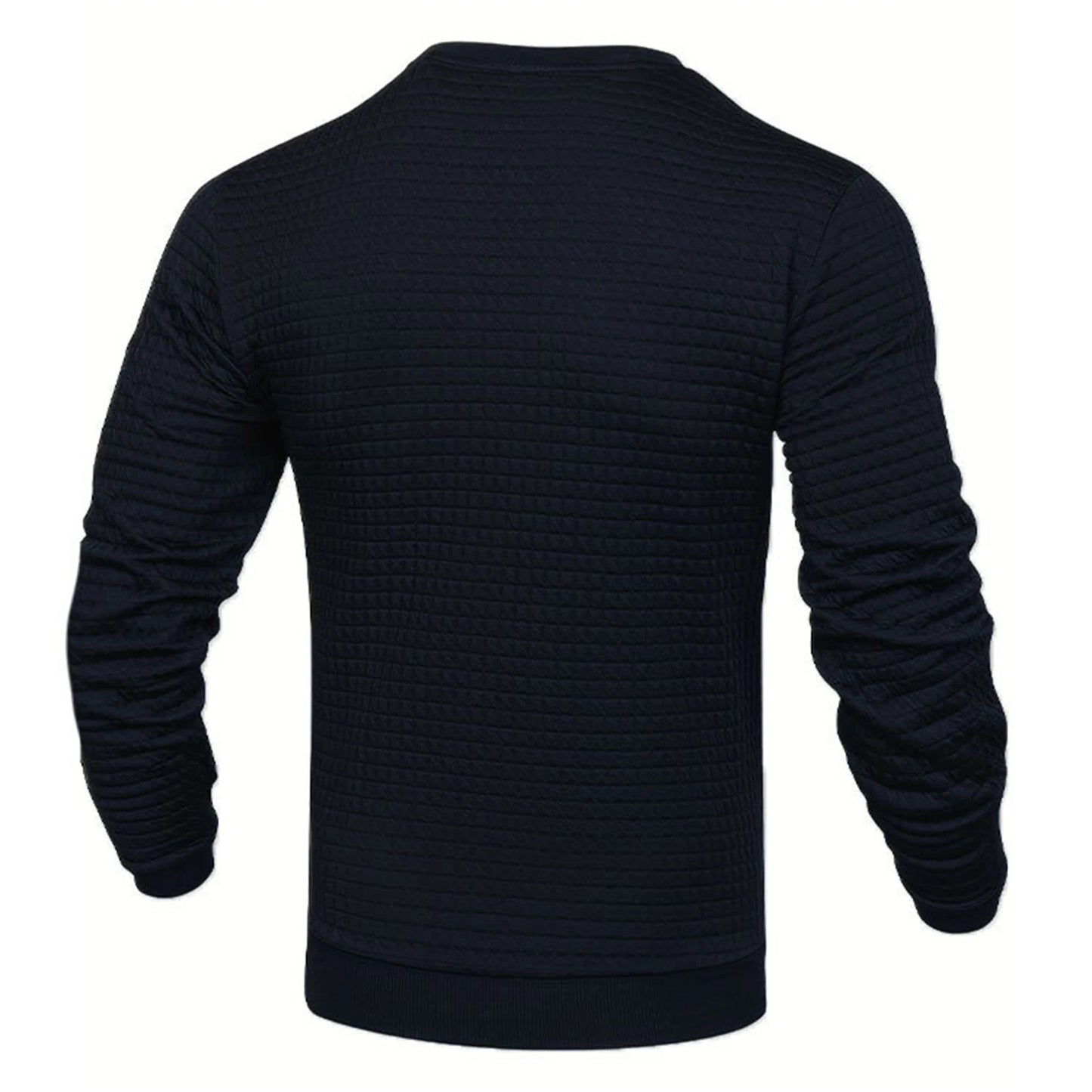Waffle texture round neck jacquard check sweater