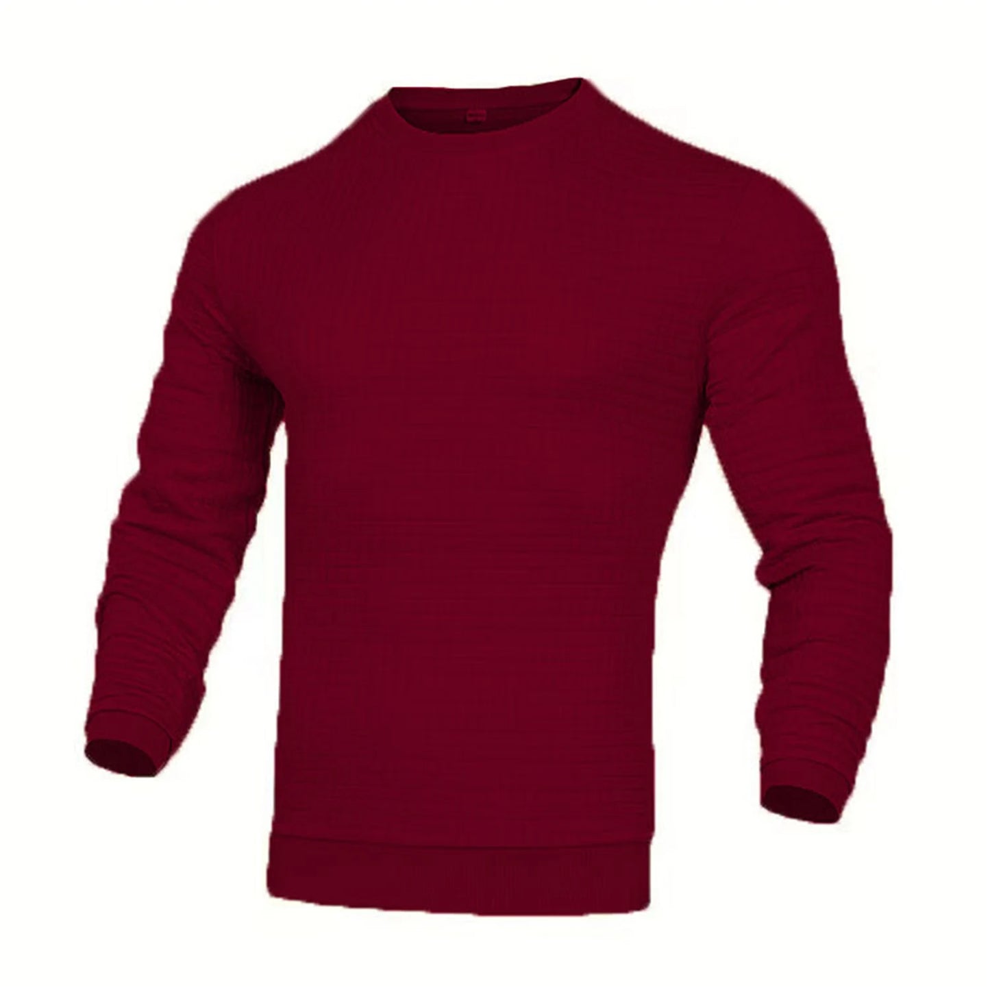 Waffle texture round neck jacquard check sweater
