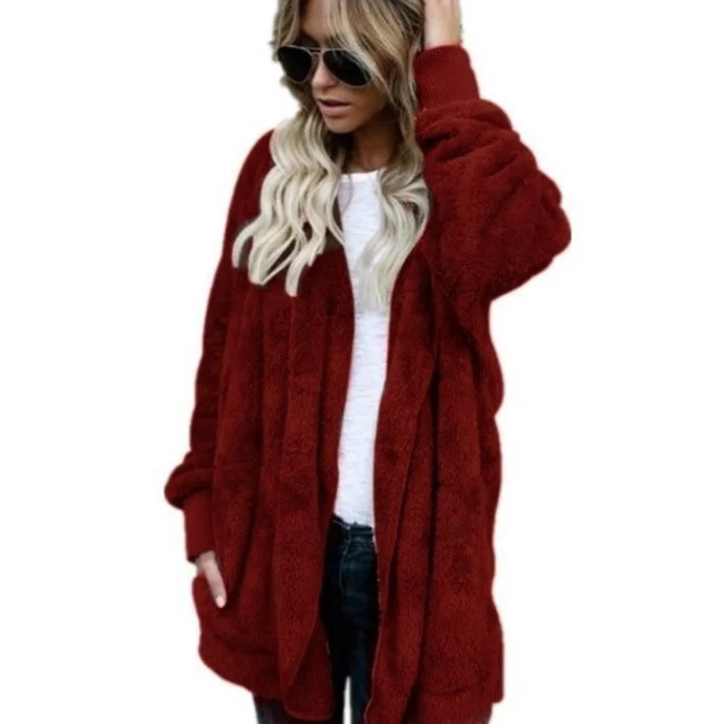 Double-Faced Faux Fur Hooded Overcoat