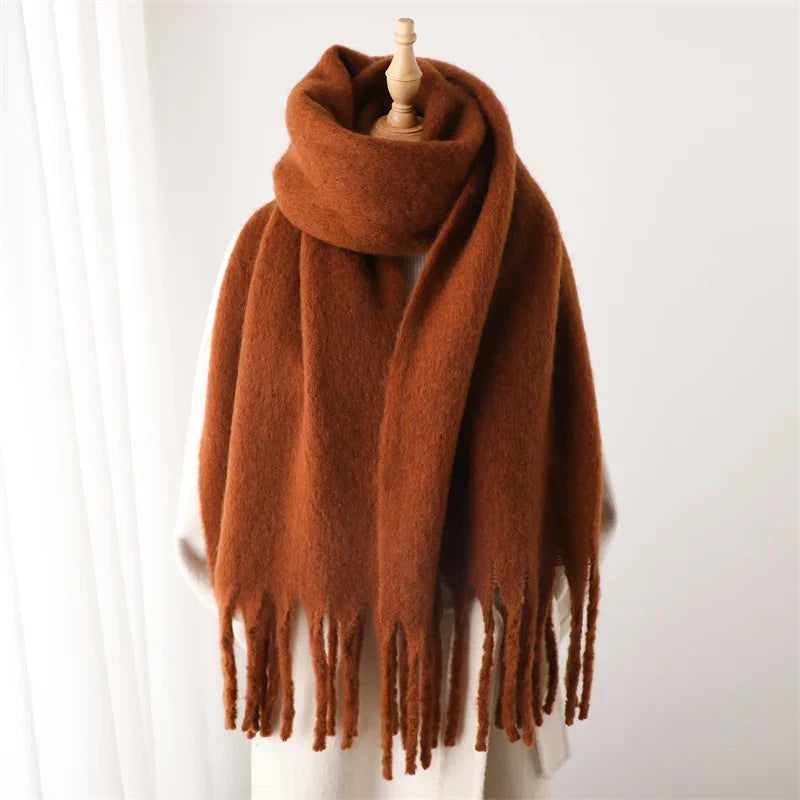 Warm Cashmere Big Tassel Scarf