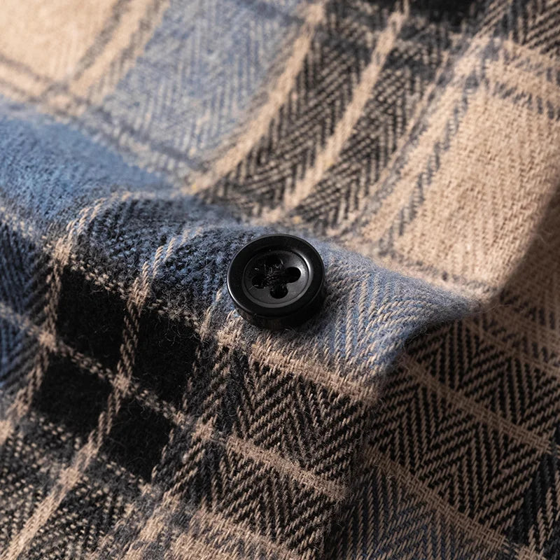 Mens Oversized Autumn Plaid Flannel Long Sleeve