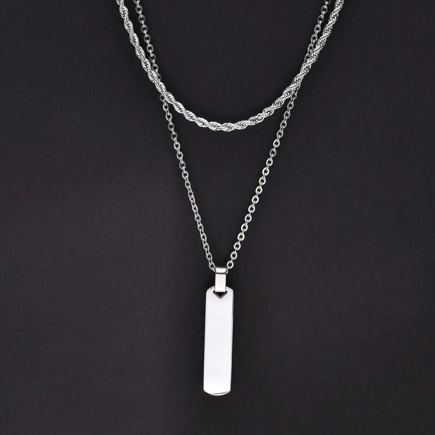 Bar Necklace Stainless Steel Twisted Rope Chain