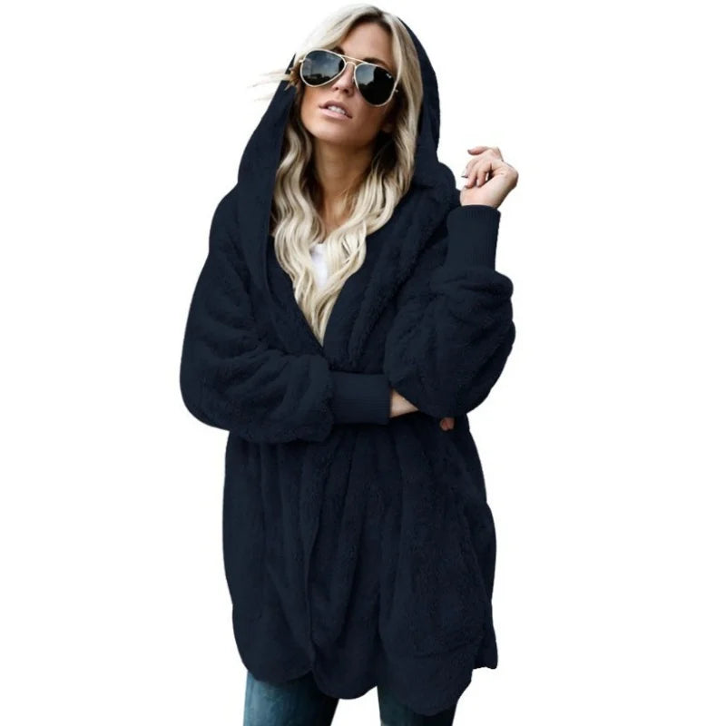 Double-Faced Faux Fur Hooded Overcoat