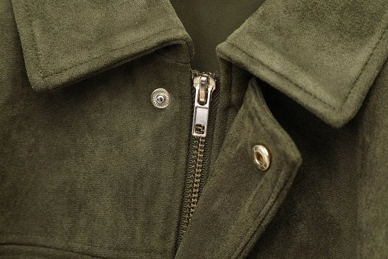 Oversized Suede Bomber Jacket