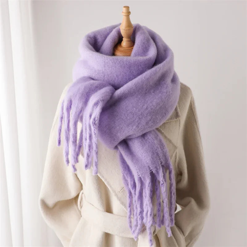 Warm Cashmere Big Tassel Scarf