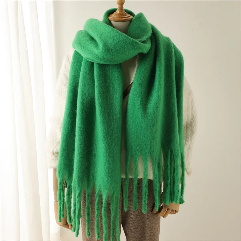 Warm Cashmere Big Tassel Scarf