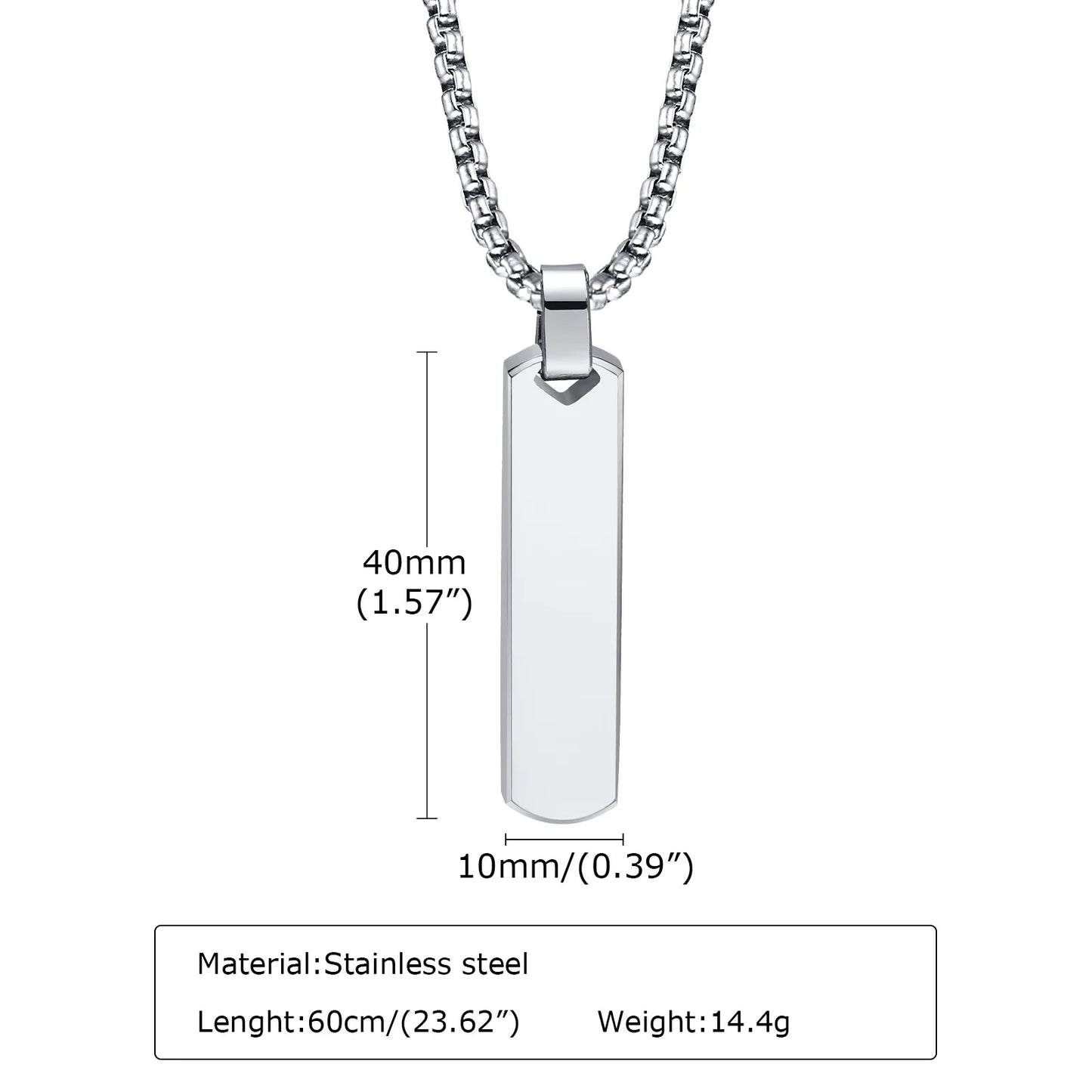 Bar Necklace Stainless Steel Twisted Rope Chain