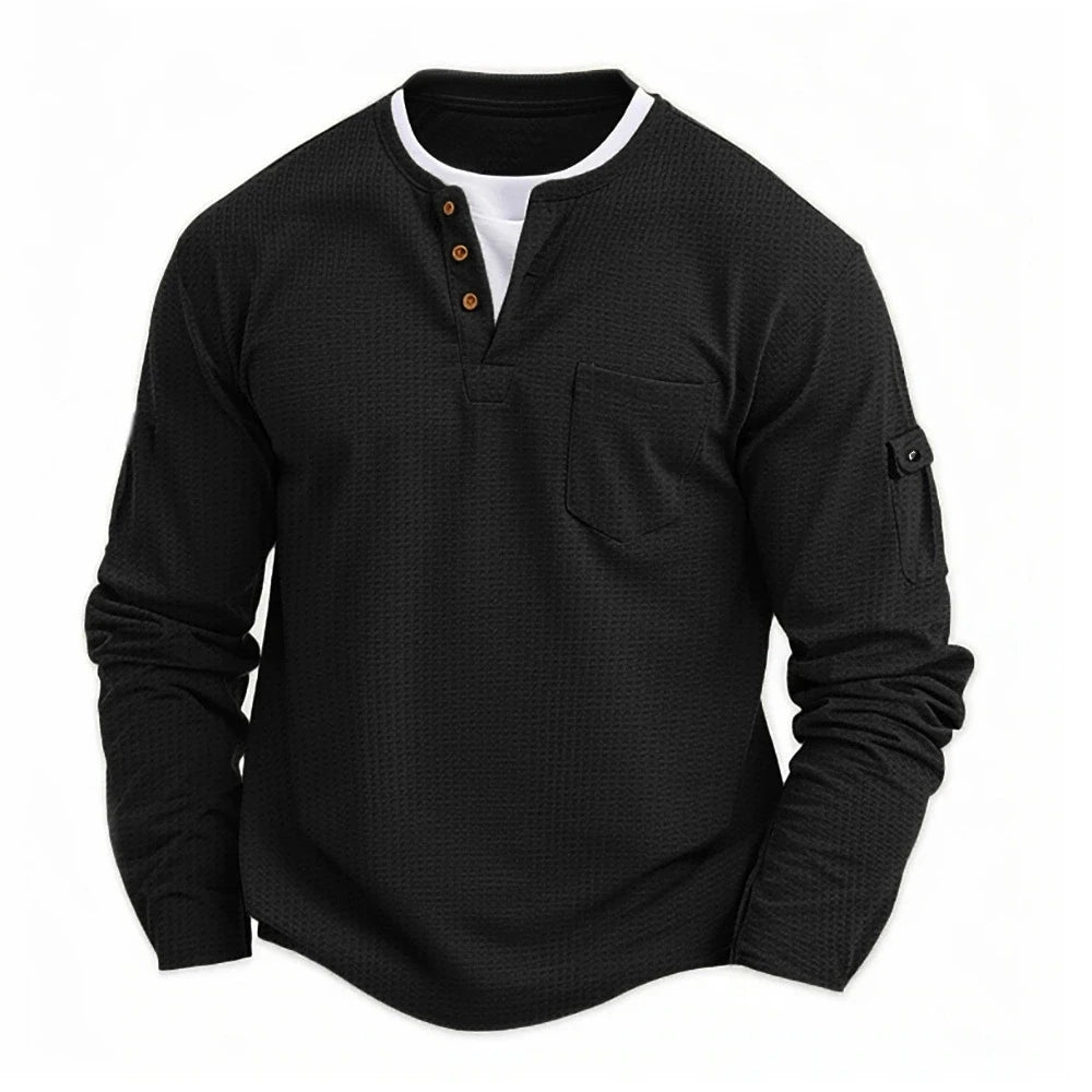 Mens Waffle Cotton Henley neck Shirt