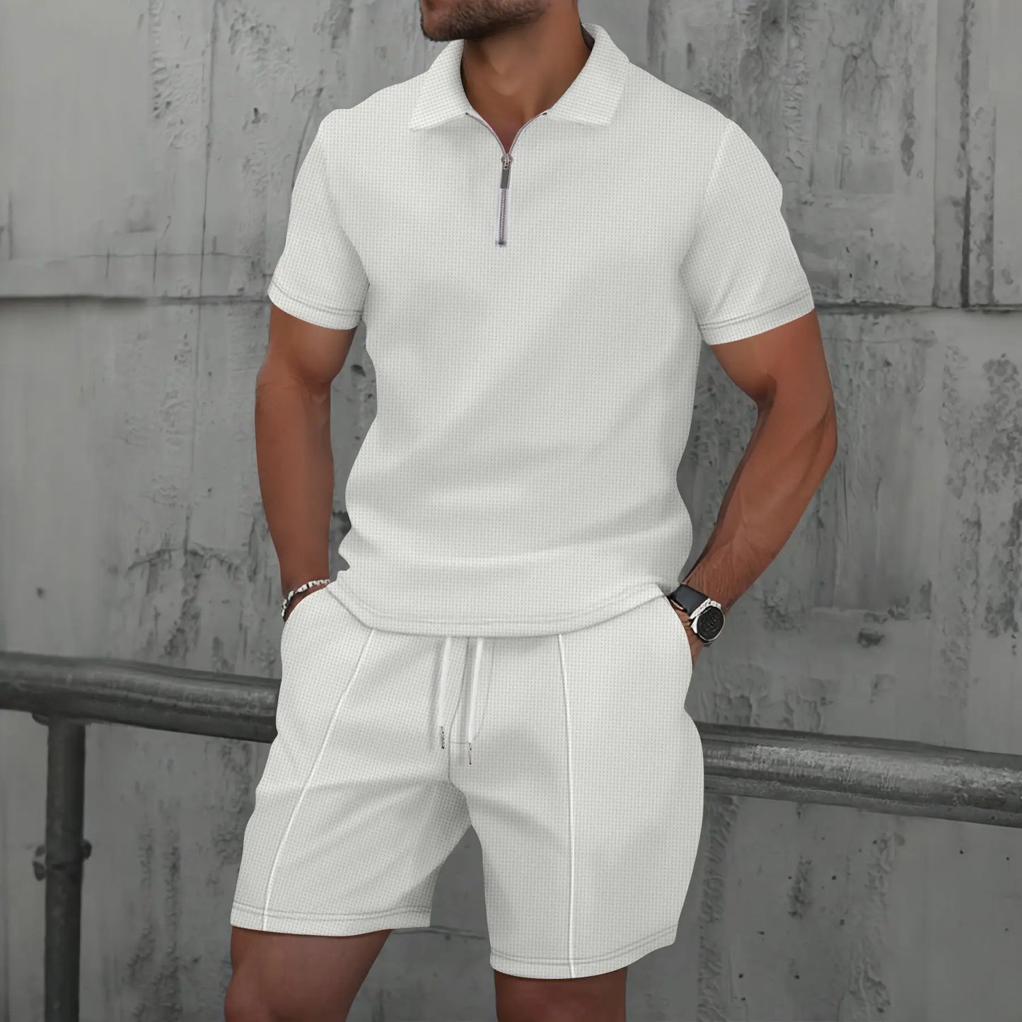 Mens Summer two-piece outdoor leisure solid color set