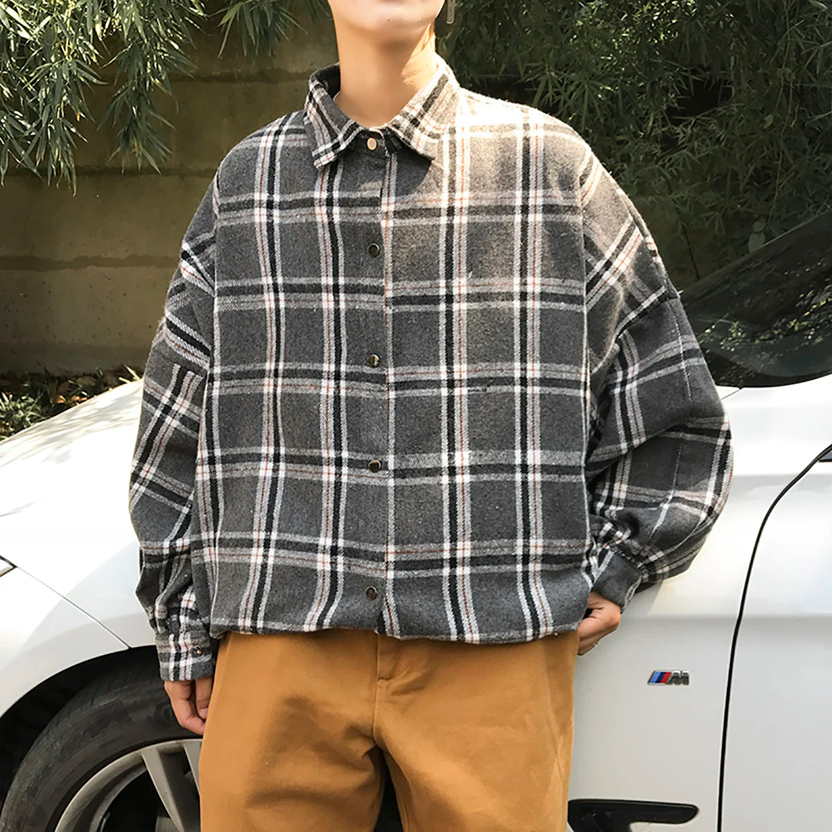 Plaid Fall Mens Vintage Flannel Shirt
