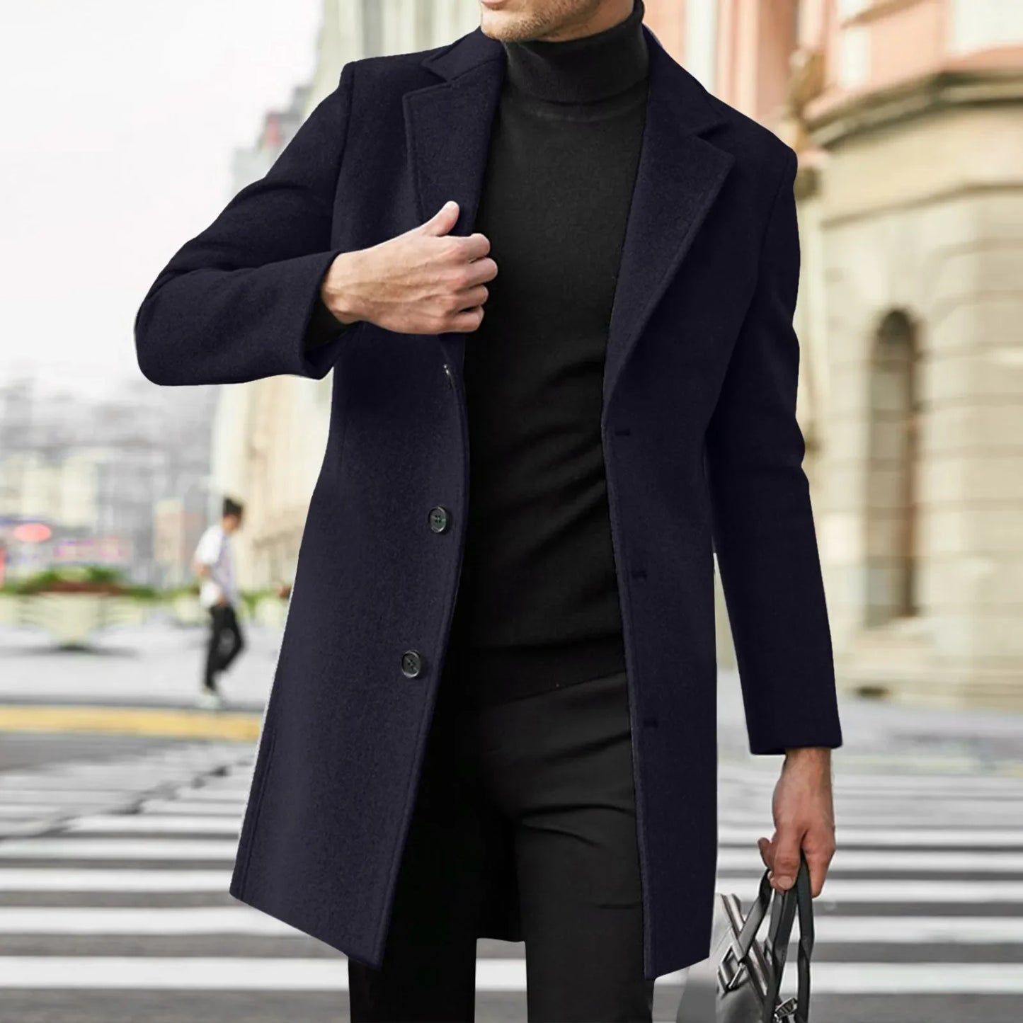 Fashionable Wool Mens Trench Coat