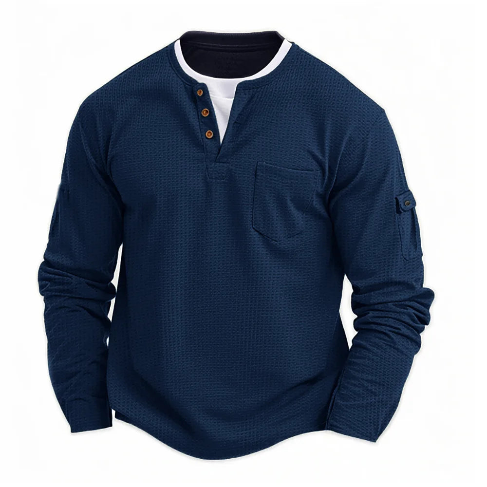 Mens Waffle Cotton Henley neck Shirt