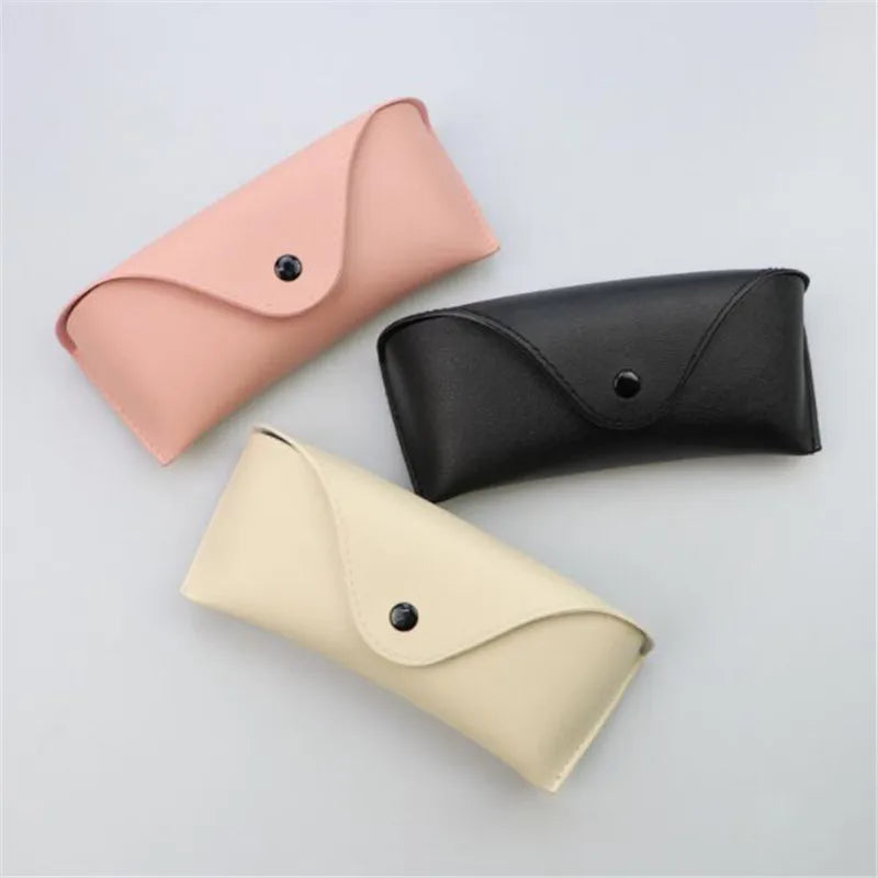 Durable Leather Eye Glasses Sunglasses Hard Case Solid Color Pouch Bag