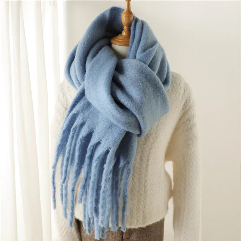 Warm Cashmere Big Tassel Scarf