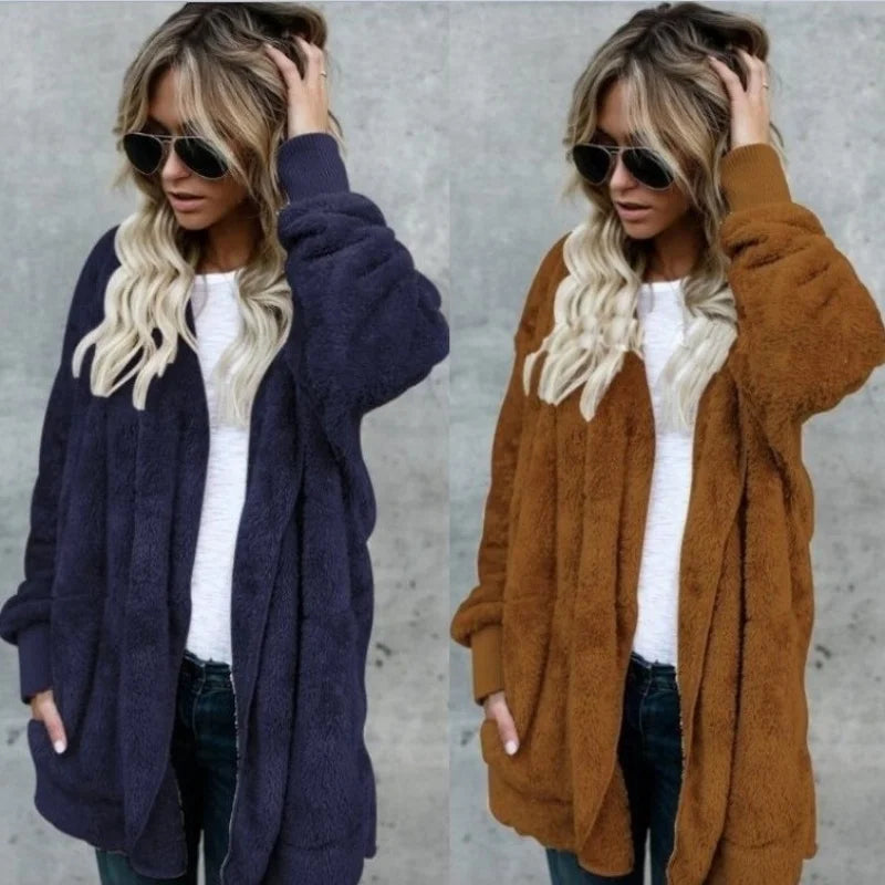Double-Faced Faux Fur Hooded Overcoat