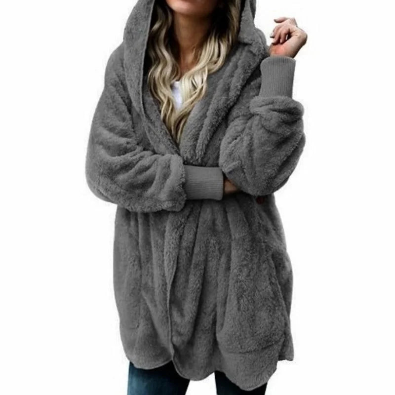 Double-Faced Faux Fur Hooded Overcoat