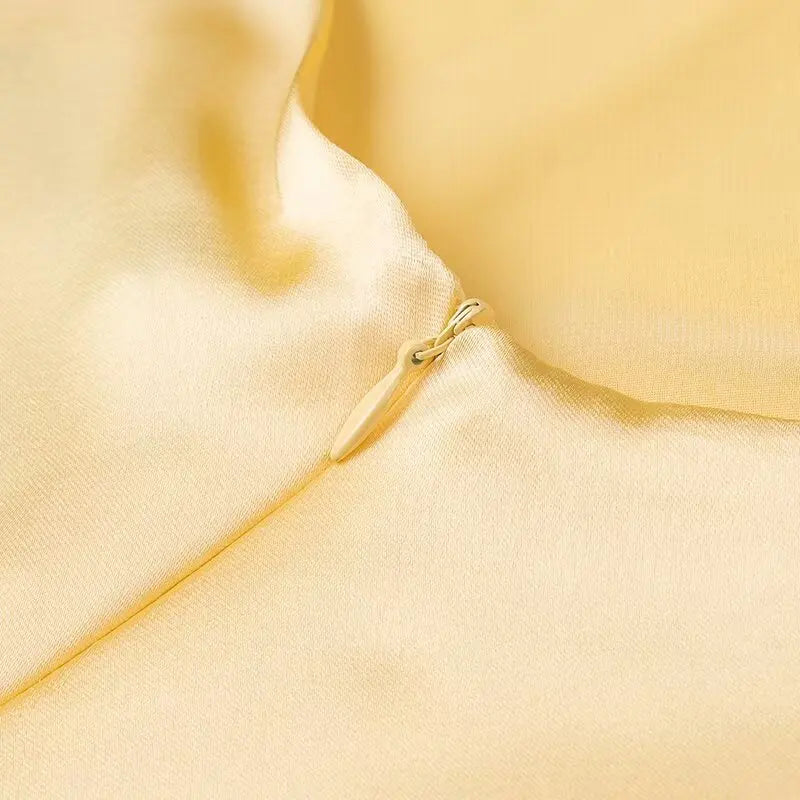 Elegant Summer Yellow V Neck Sling Dress