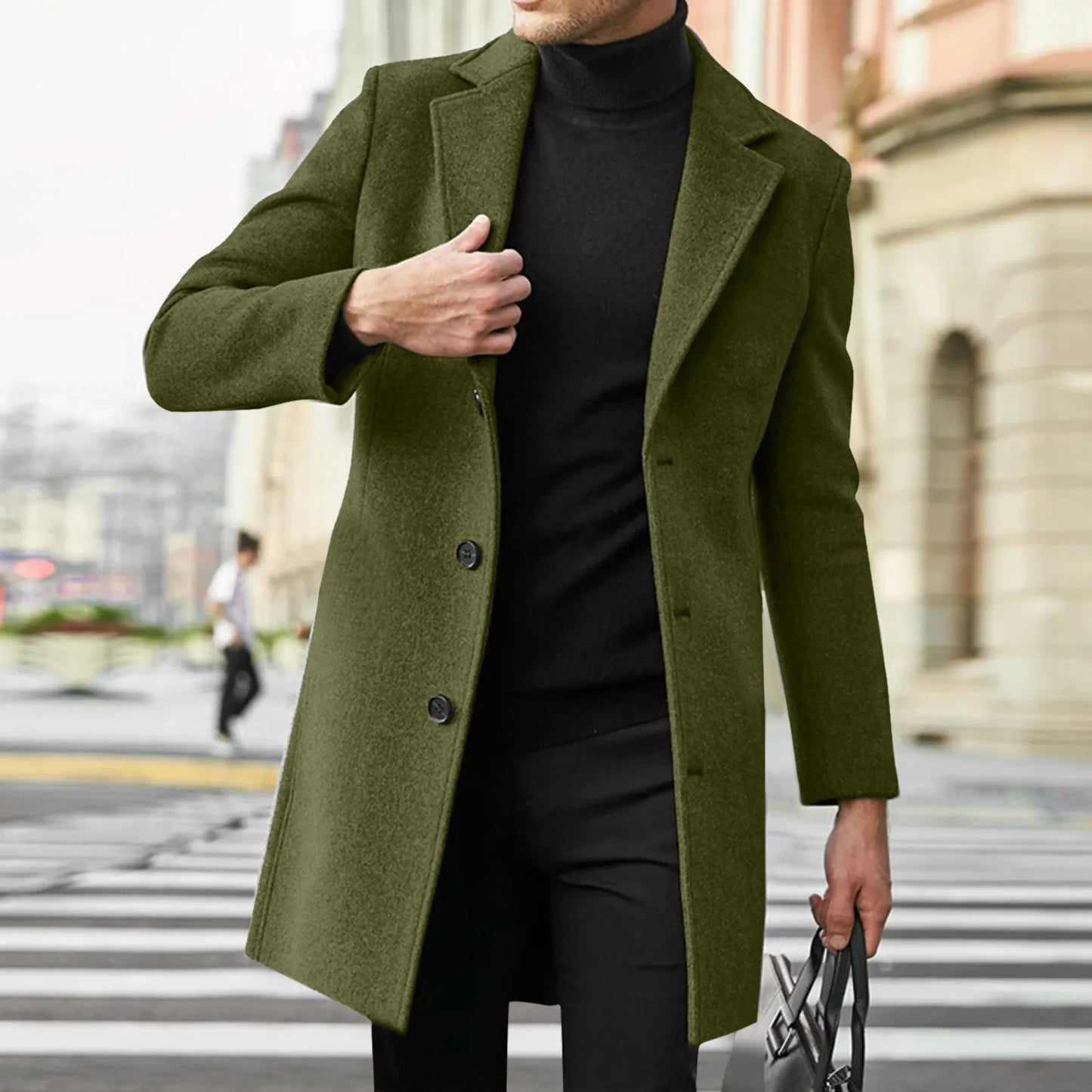 Fashionable Wool Mens Trench Coat