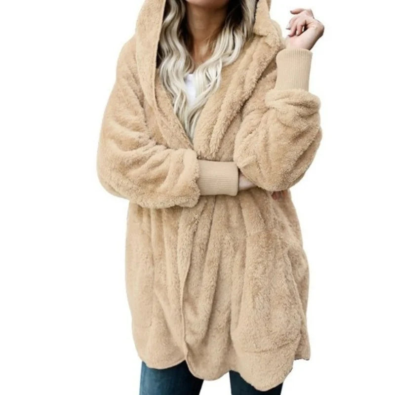 Double-Faced Faux Fur Hooded Overcoat
